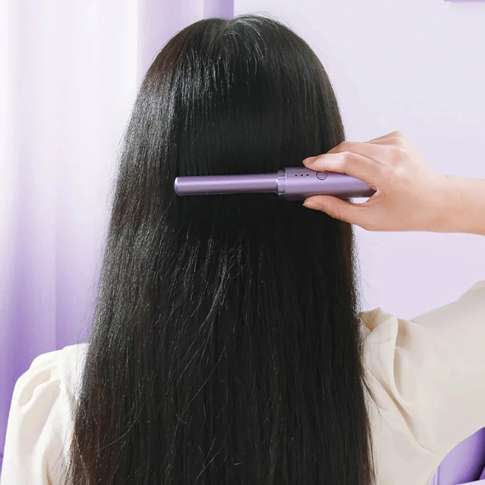 Wireless Hair Straightener Brush - Cordless Ionic Straightening & Curling Tool