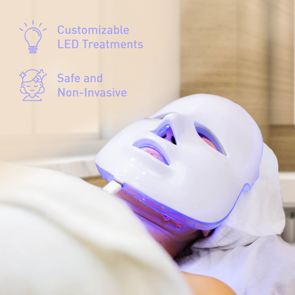 7-in-1 LED Light Therapy Face Mask & Facial Steamer Bundle - Complete Spa Set